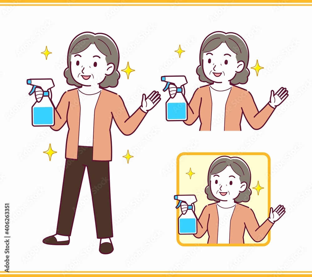 Elderly woman with gray hair