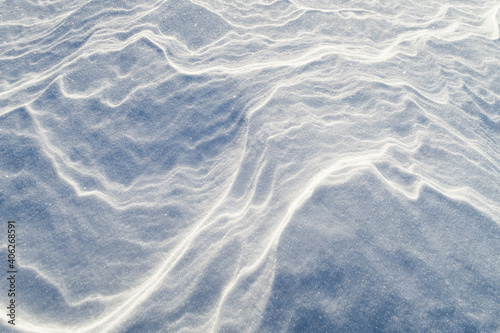 Closeup view of a snow pattern 