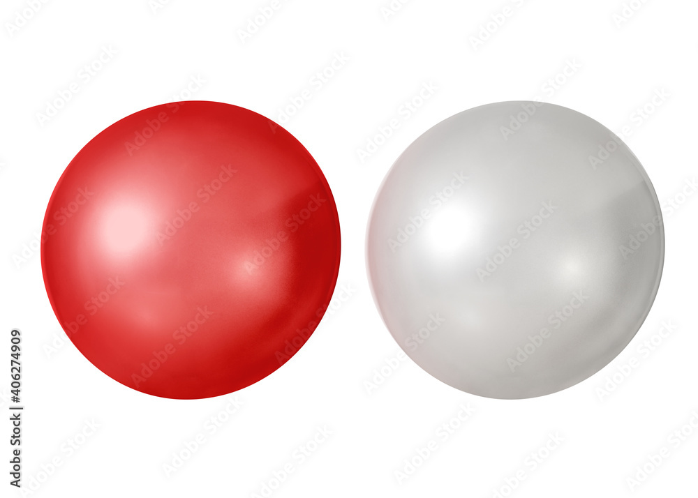 White and red rubber balls separate with white background. White and red rubber balls separate with white background.