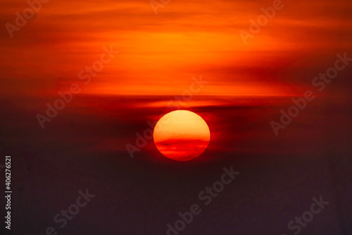Fototapeta Naklejka Na Ścianę i Meble -  Beautiful orange egg yolk sunset.