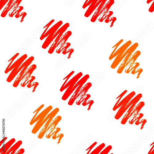 Painted brush ink grunge zigzag stains stripes seamless pattern. Hand drawn design elements. Brush strokes vector. Colorful objects on white background