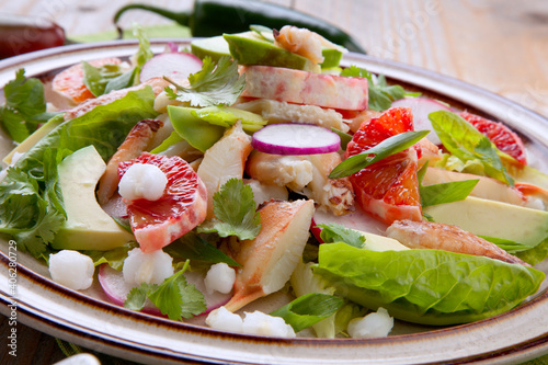 Blood Orange Crab Posole Salad