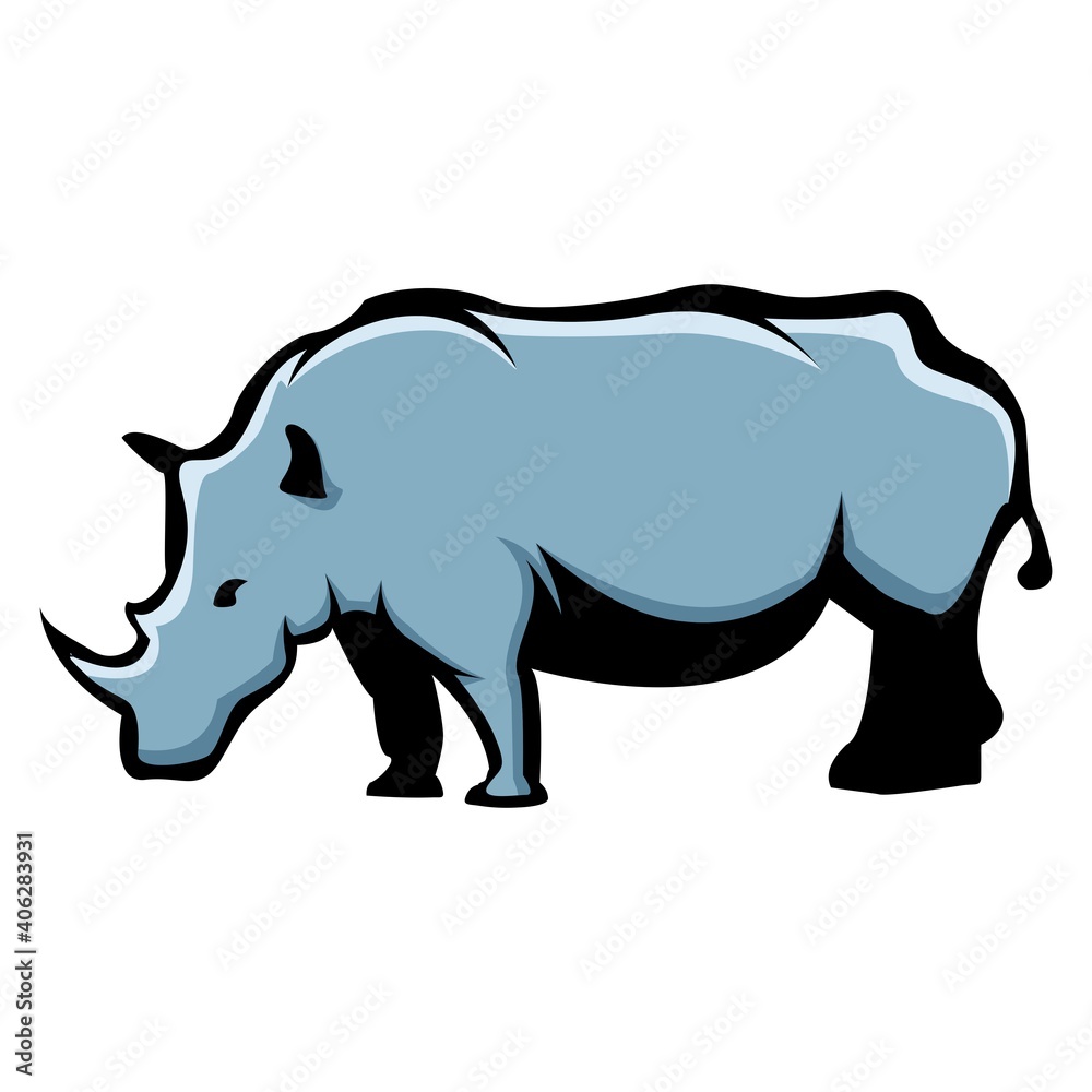 big strong majestic rhinoceros perfect for nature protector vector illustration logo design