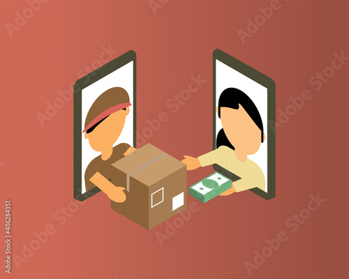cash on delivery (COD) to give cash when customer receive the goods vector