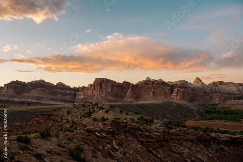 Golden Hour Over Capitol Reef Formations