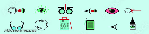 set of optometry cartoon icon design template with various models. vector illustration isolated on blue background