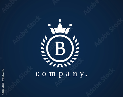 Letter B Elegant Monogram design for a luxury company. Beautiful royal logotype. Weaving circle vintage emblem for  Crest, Royalty, Business Card, Boutique, Hotel, Heraldic, wedding. Vector Eps 10.