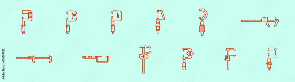 set of micrometer cartoon icon design template with various models. vector illustration isolated on blue background set of micrometer cartoon icon design template with various models. vector illustration isolated on blue background