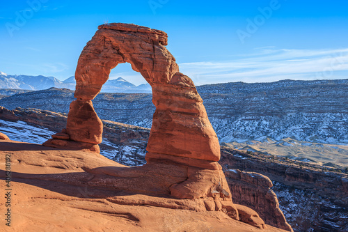 Clear Beautiful Day on Delicate Arch, Arches National Park, Utah