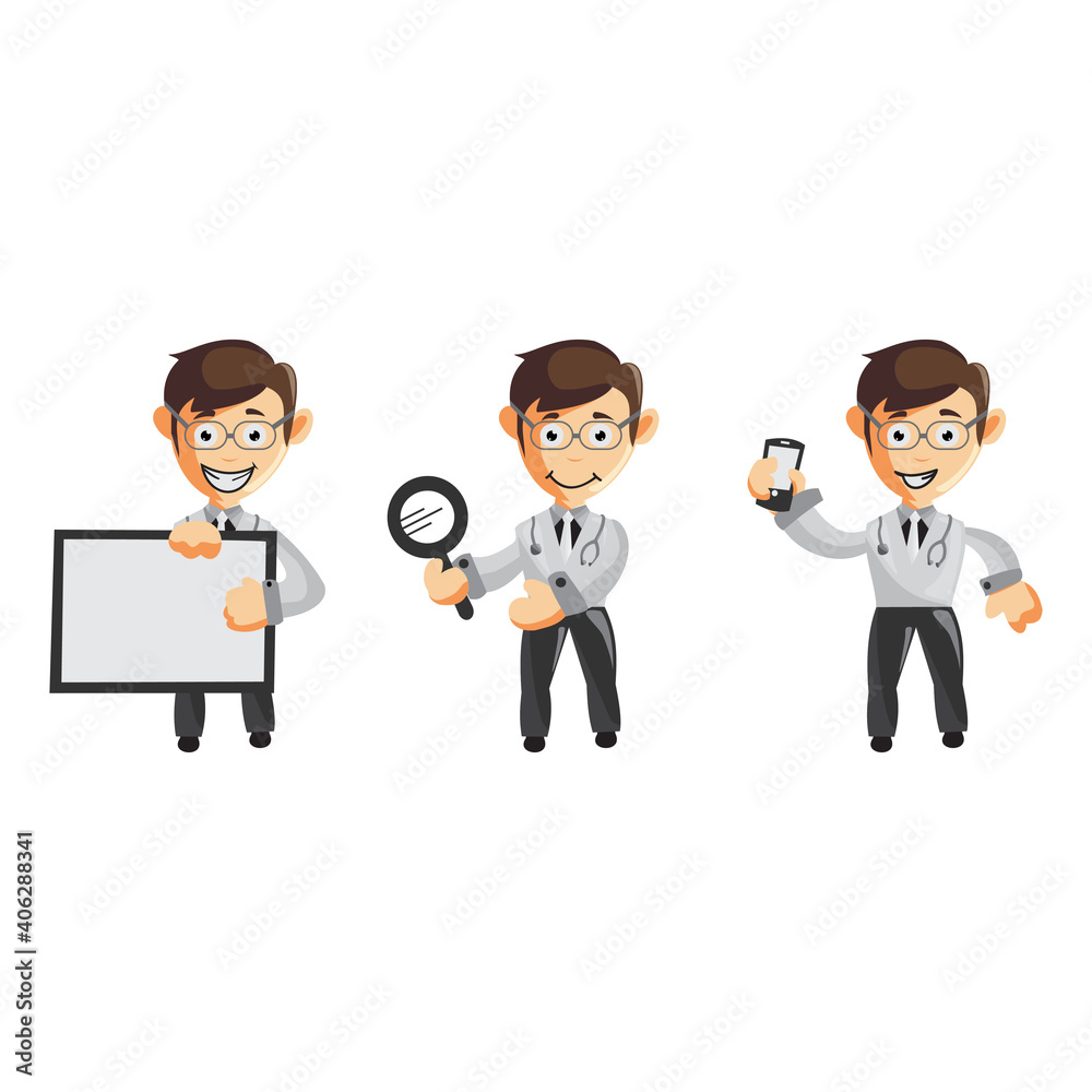 Doctor Man characters hospital medicine staff clothes illustration Set Doctor Man characters hospital medicine staff clothes illustration Set