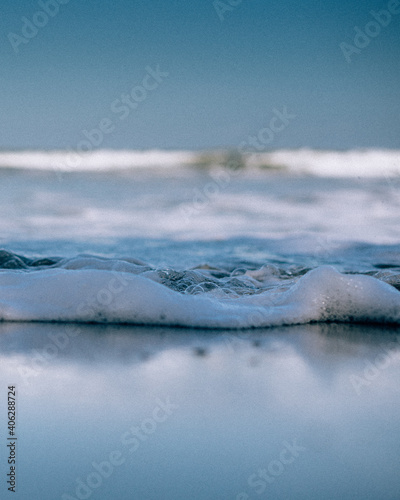 Wave foam bubbles in the sea