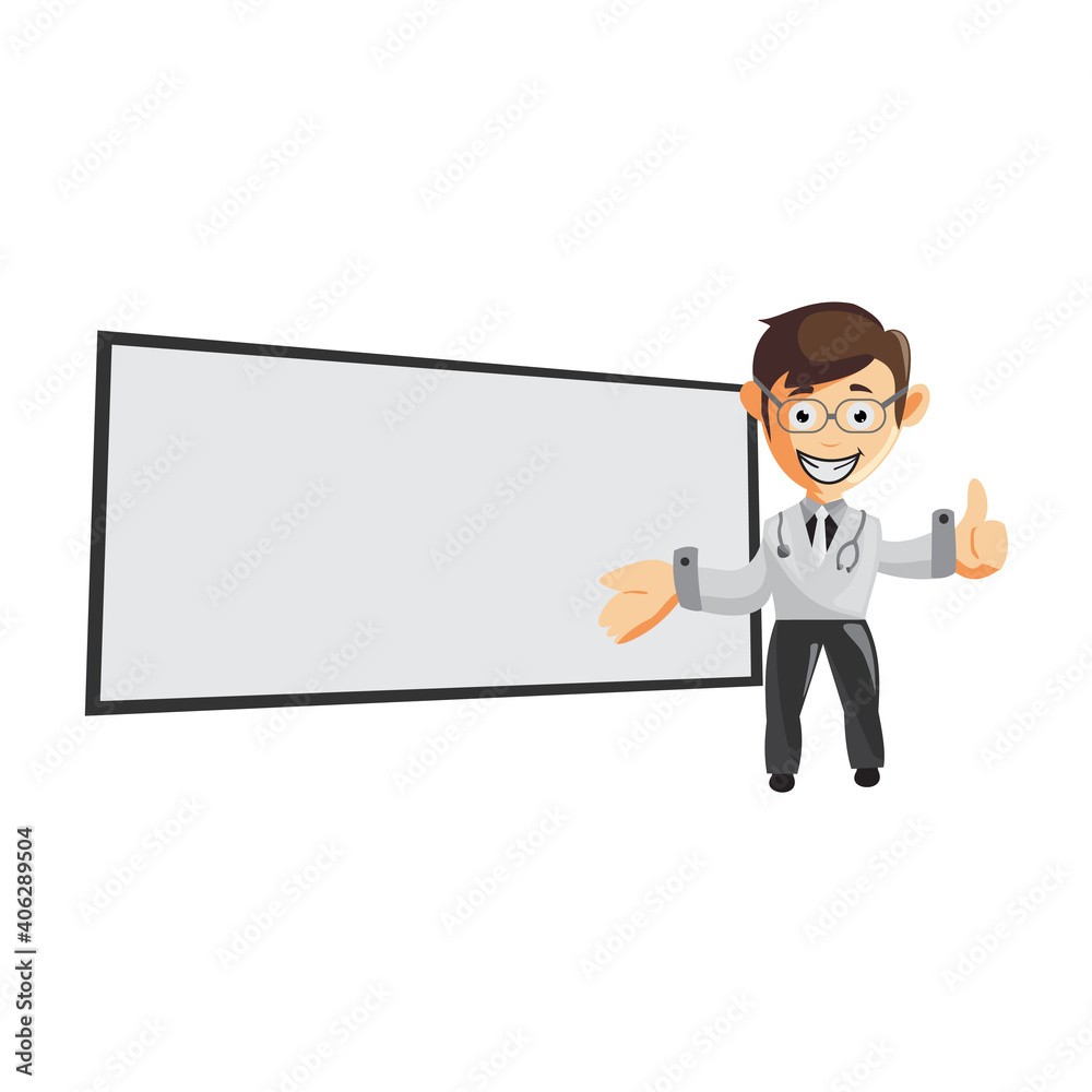 Doctor Man characters hospital medicine staff clothes illustration with Blank Board Doctor Man characters hospital medicine staff clothes illustration with Blank Board