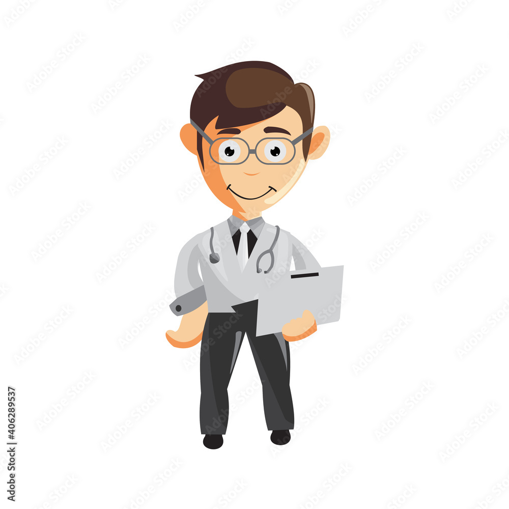 Doctor Man characters hospital medicine staff clothes illustration Bring laptop