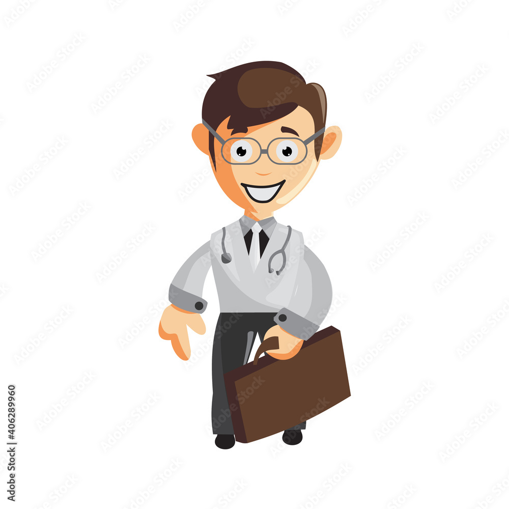 Doctor Man characters hospital medicine staff clothes illustration Bring bag