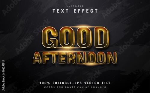 Good afternoon text, gold style text effect