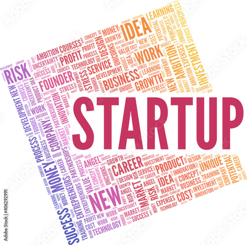 Startup vector illustration word cloud isolated on a white background.