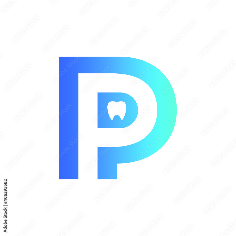 P Monogram Initial Letter with Dentist Letter Logo Design Graphic Concept P Monogram Initial Letter with Dentist Letter Logo Design Graphic Concept