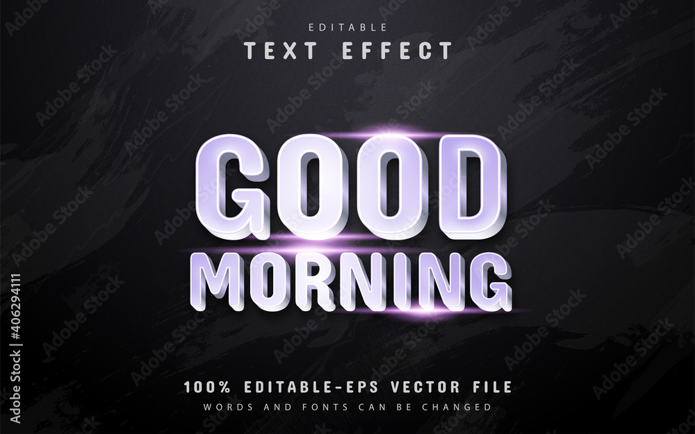 Good morning text, silver style text effect Good morning text, silver style text effect