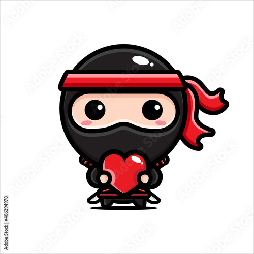 cute ninja character designs hugging love