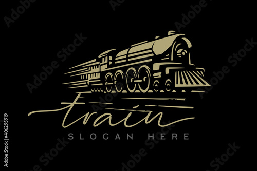 Train logo design template premium