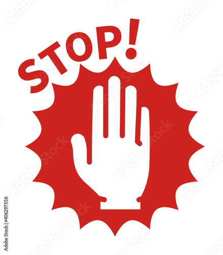 手の平と「STOP!」の文字