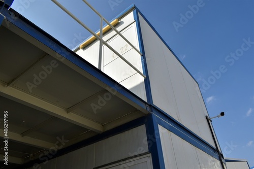 Portacabin, porta cabin, temporary labors camp , Mobile building in industrial site or office container Portable house and office cabins. Labor Camp. Porta cabin. small temporary houses