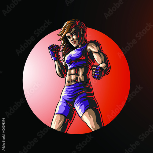 female fighter boxer vector illustration