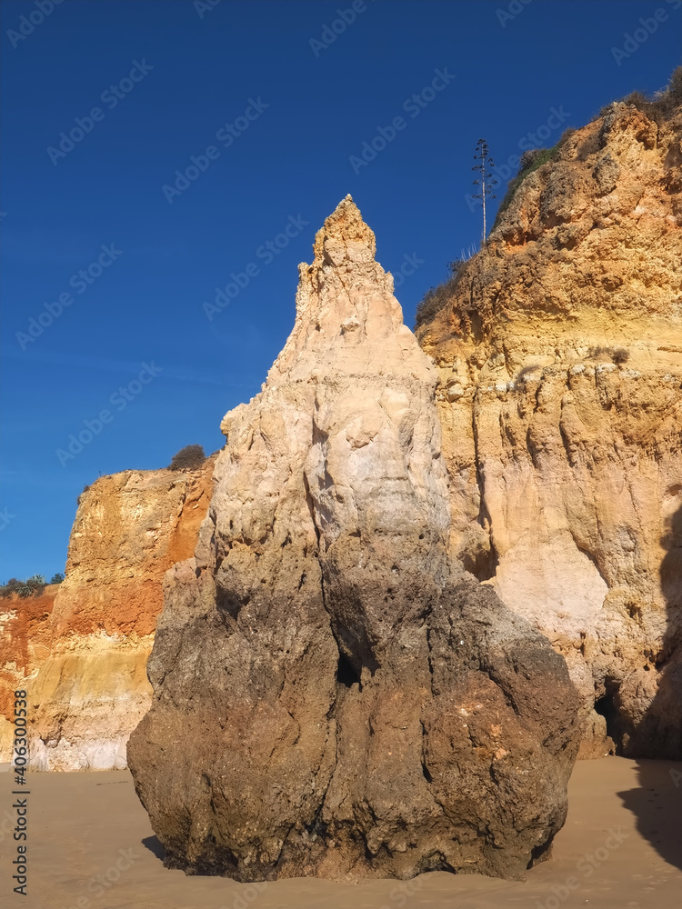 Praia da Vau in Portimao at the Algarve coast of Portugal