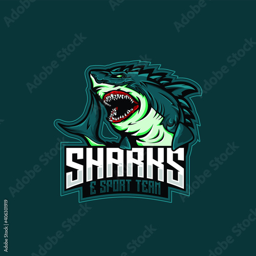 Sharks Gaming Esport Logo Template. Vector illustration design