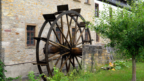 Photo Mill wheel in motion, old watermill of Bad Sobernheim, Germany