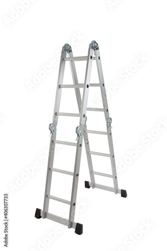 foldable metal ladder isolated on white