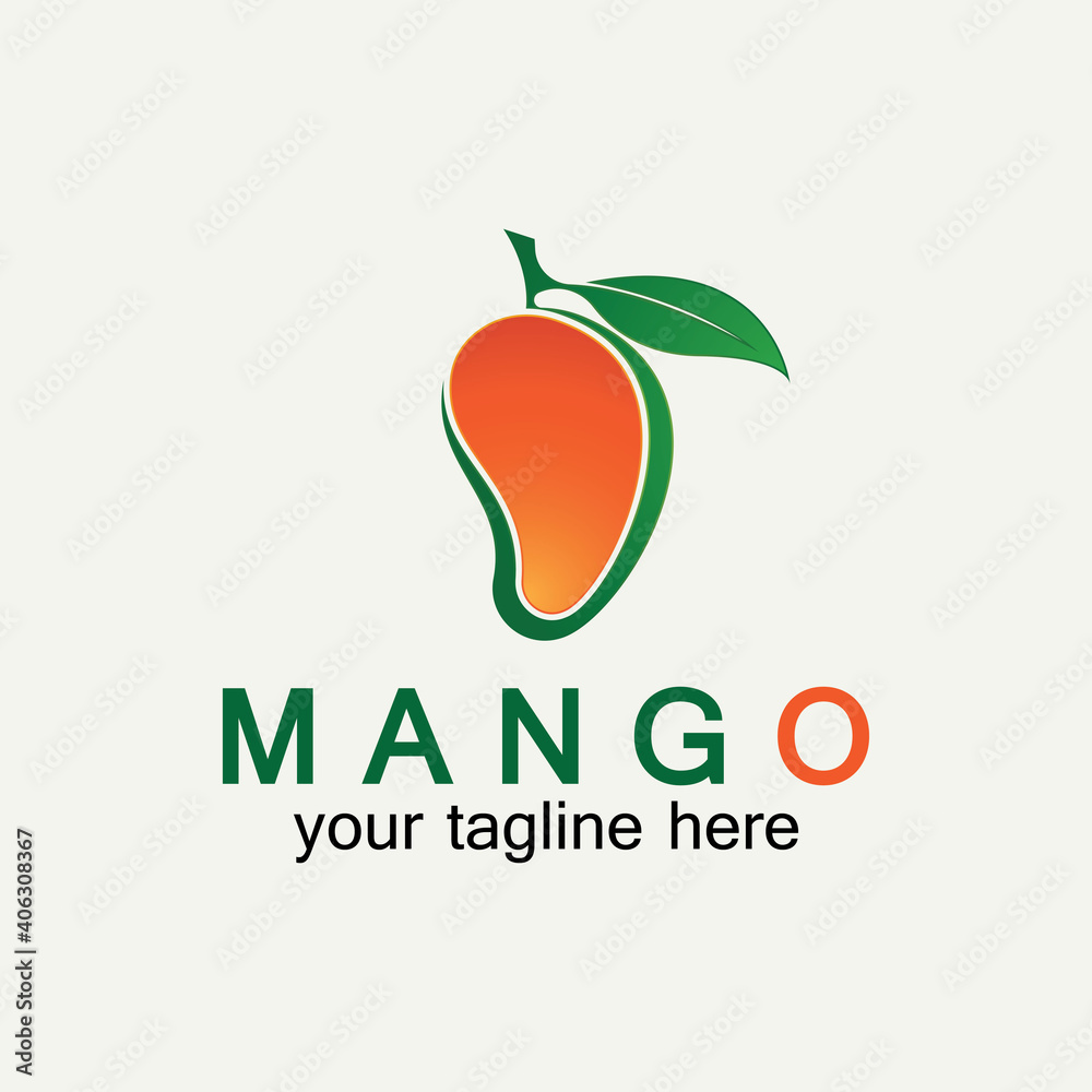 Mango fruit logo vector illustration design template. Mango in flat style. Mango icon. Mango and Healthy Fruit design with modern style. Vector illustration