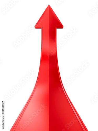Fotografie red arrow on white background. Isolated 3D illustration
