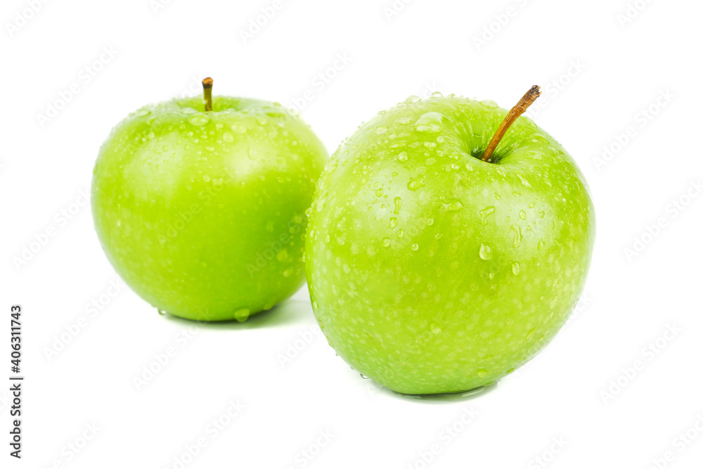 Fresh Ripe green apple isolated on a white background, fruit healthy concept Fresh Ripe green apple isolated on a white background, fruit healthy concept