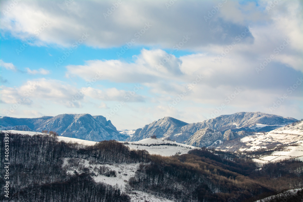landscape with Apuseni mountains in winter landscape with Apuseni mountains in winter