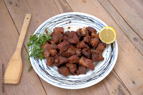 Closeup shot of delicious greek traditional food Tigania for Christmas celebration photo