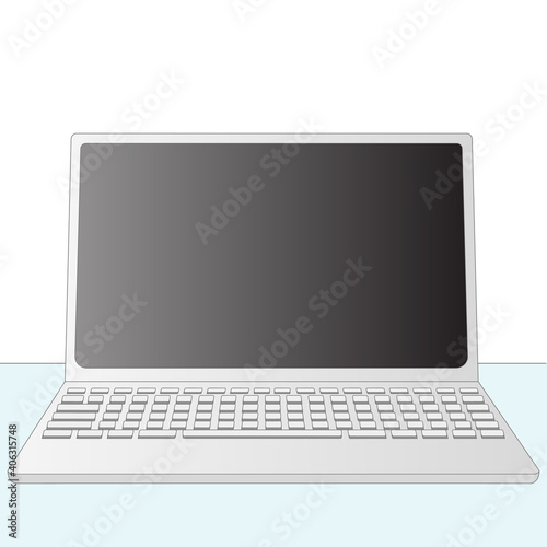 Realistic Silver Laptop isolated on white background. Notebook Computer with empty dark screen. Vector Illustration.
