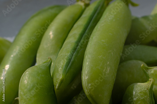 green peas on dishes in summer weather ready to eat