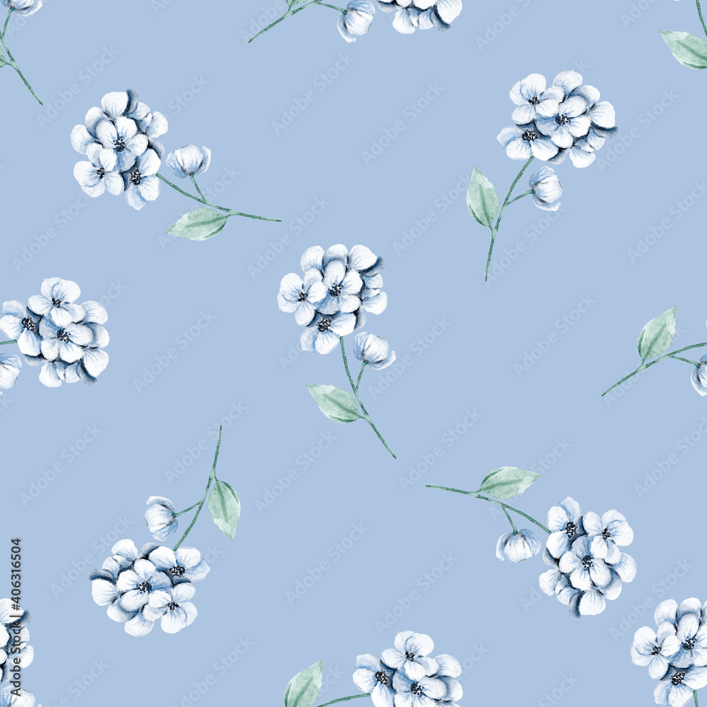 Seamless background, floral pattern with watercolor vintage flowers. Repeat fabric wallpaper print texture. Perfectly for wrapped paper, backdrop.
