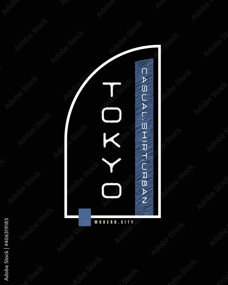 Fototapeta premium Vector illustration of text graphics, TOKYO. suitable for the design of t-shirts, shirts, hoodies, etc.