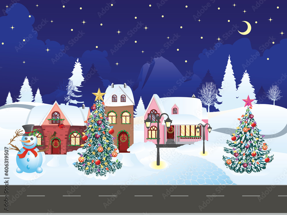 Fototapeta premium Road to winter village