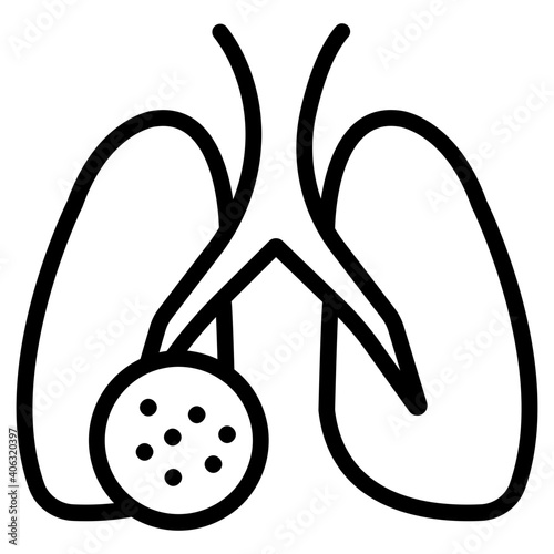 Linear design icon of lungs cancer, respiratory disorder