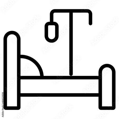        An icon of patient bed in linear outline design 