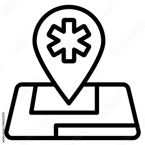  Medical sign inside map pointer, hospital location icon