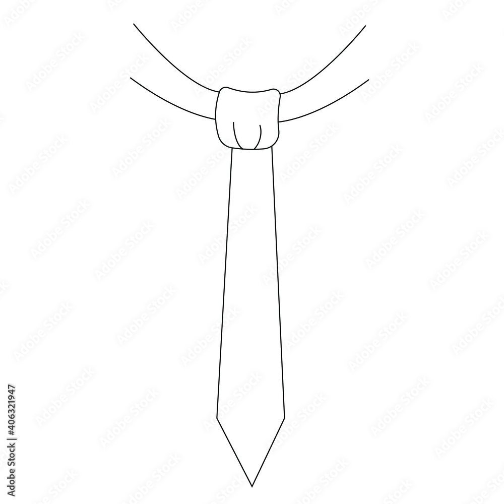 Obraz premium Tie, garment, accessory. Linear vector image in black and white. 