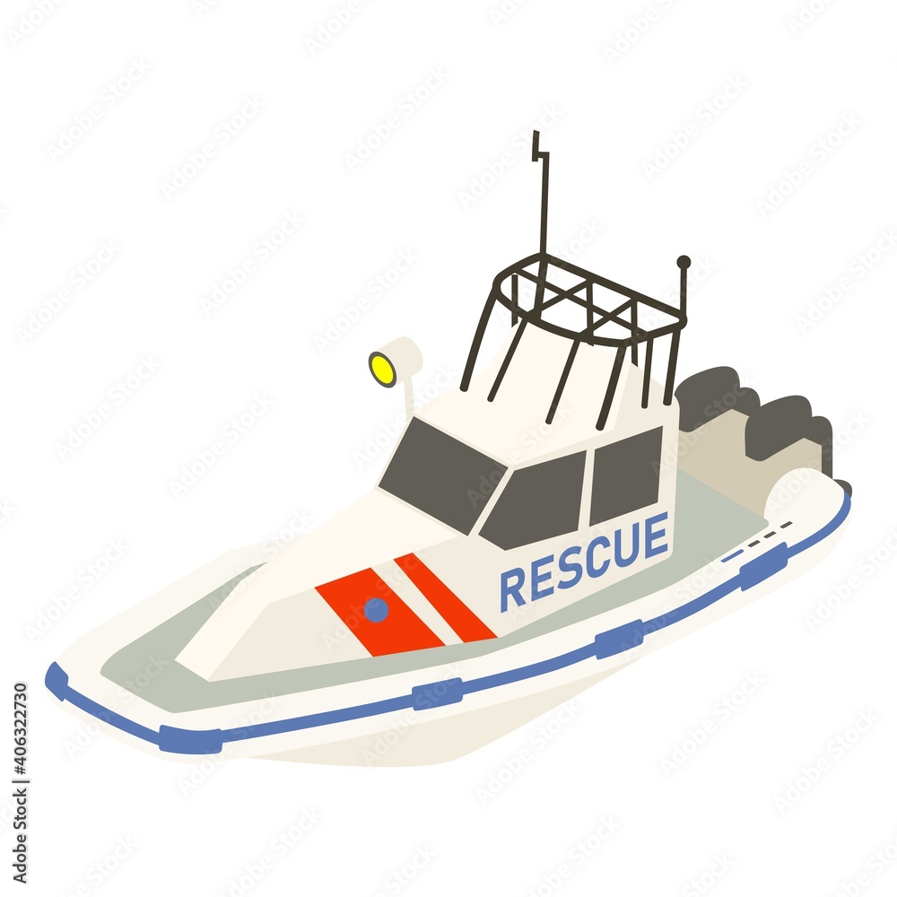 Rescue ship icon. Isometric of rescue ship vector icon for web design isolated on white background