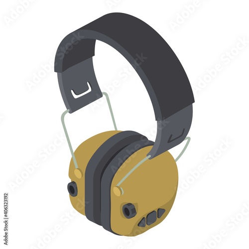 Hunting headphones icon. Isometric of hunting headphones vector icon for web design isolated on white background