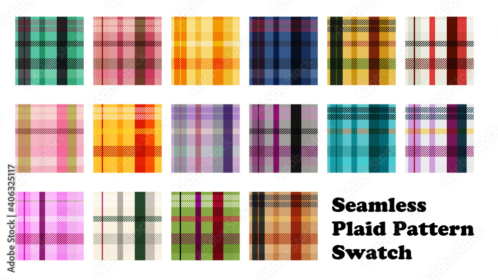 classic tartan plaid seamless pattern vector set