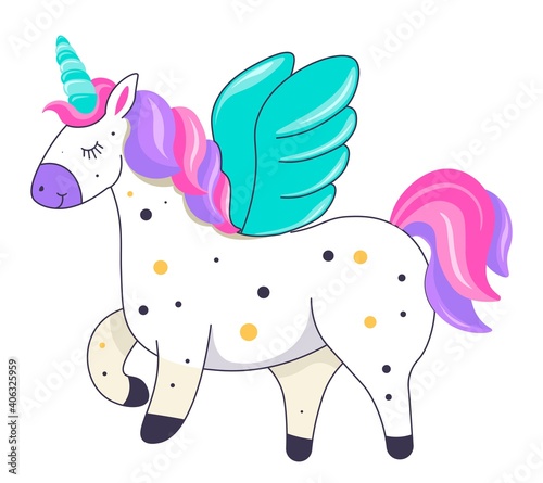 Unicorn with horn or pegasus with wings vector