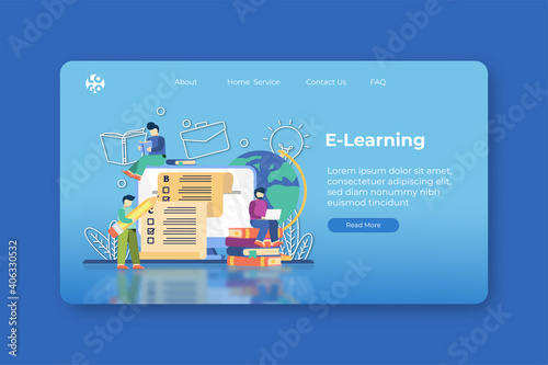 Modern Flat Design Vector Illustration. E-Learning Landing Page and Web Banner Template. Digital Education, Online Teaching, Distance Education, Home Schooling, Learn during quarantine